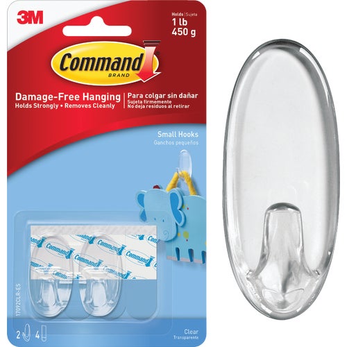 17092CLR-ES-2PK 3M Command Clear Adhesive Hook